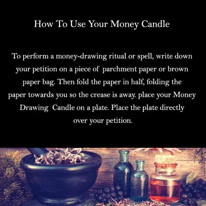 Money Drawing Soy Candle for Wealth, Prosperity, Abundance and Financial Security